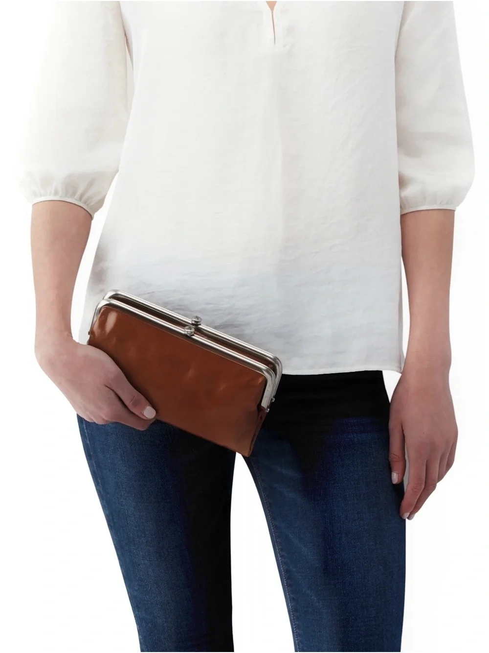 HOBO Brown Leather Frame Clutch